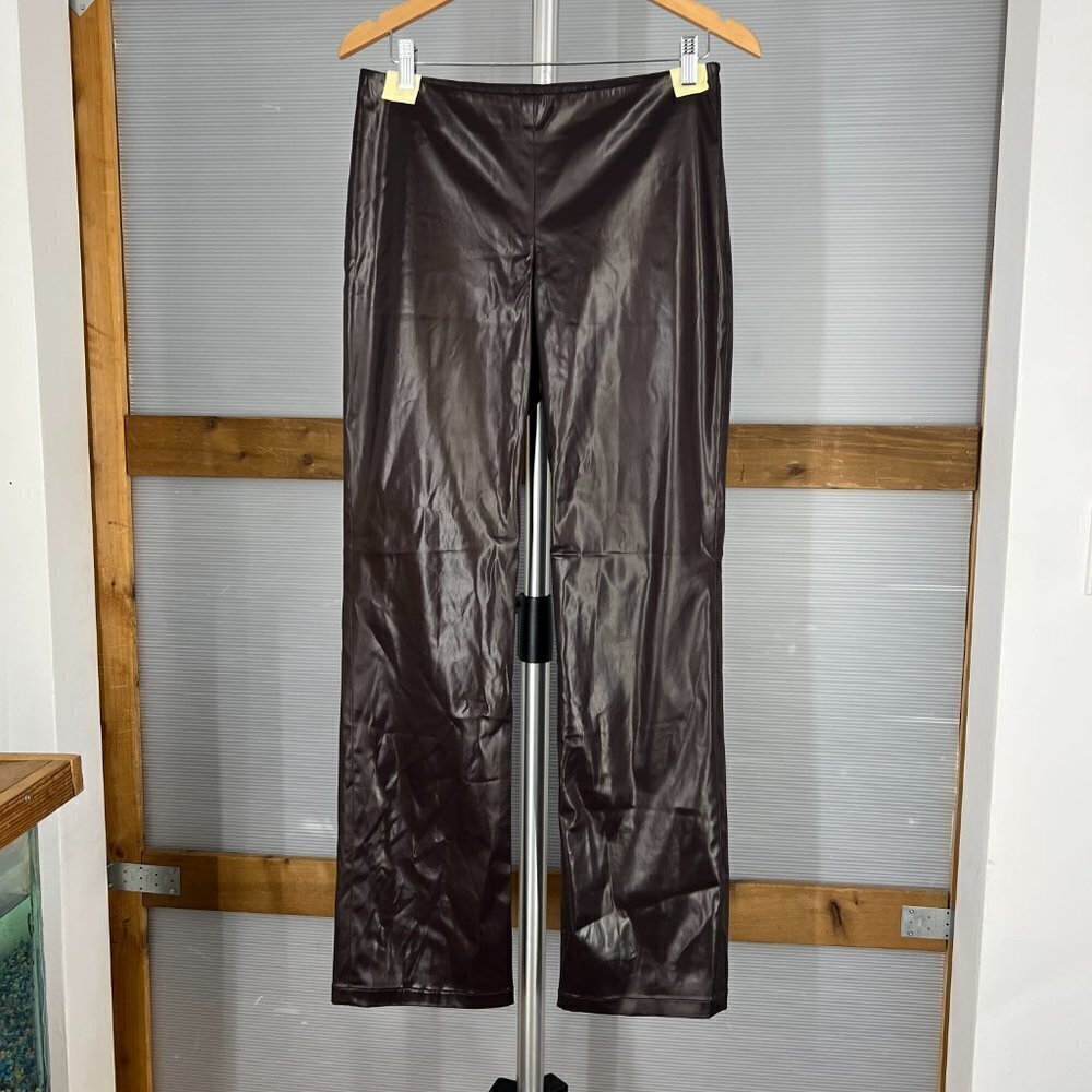 Misura‎ by Joeffer Caoc Brown Faux Leather Lightly Flared Pant Sz 8